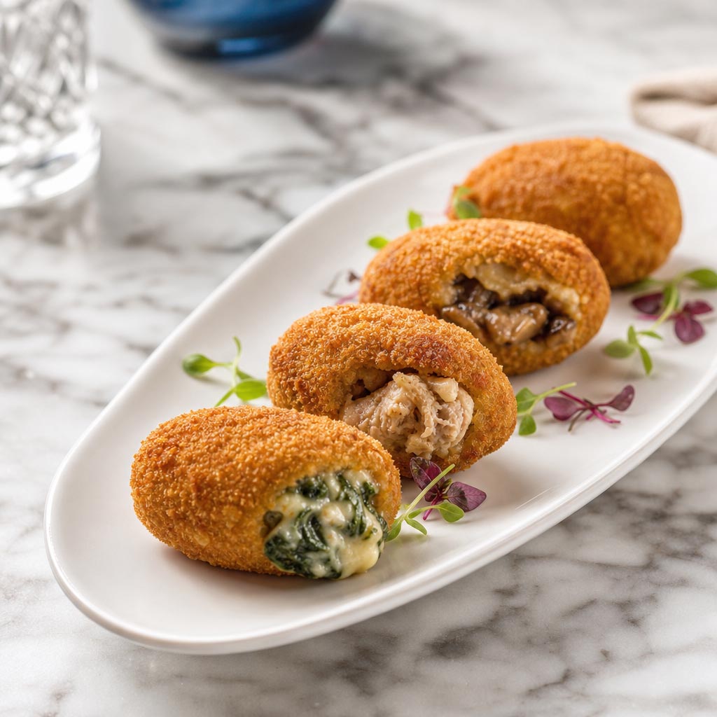 Croquetas caseras del cheff: Espinacas, cocido, boletus o surtido